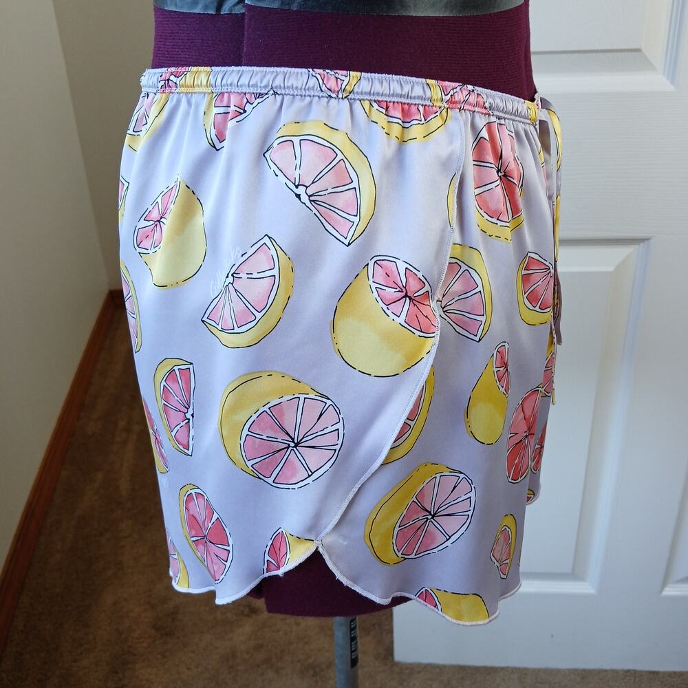 Gilly Hicks Hollister Satin Citrus Fruit Print Sleep Set XL purple LS top shorts - Picture 5 of 16